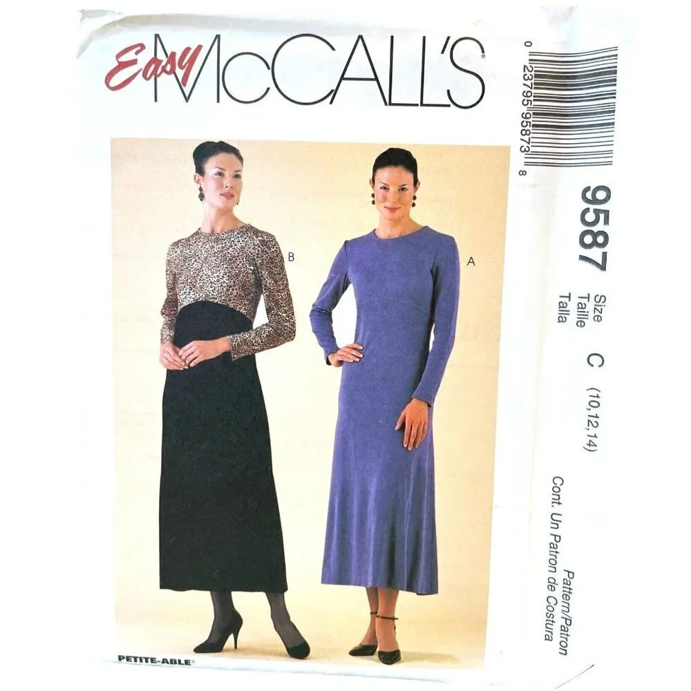 McCalls‎ Sewing Pattern 9587 Knit Dress Misses Size 10-14